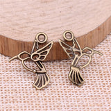 WYSIWYG 40pcs 18x18mm Hummingbird Charms For Jewelry Making Antique Silver Plated Antique Bronze Color Jewelry Findings