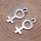 WYSIWYG 40pcs 18x8mm Antique Silver Color Female Symbol Charms Pendant For Jewelry Making DIY Jewelry Findings
