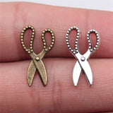 WYSIWYG 40pcs 19x11mm Small Sewing Scissors Charms Antique Silver Color Small Sewing Scissors Charms Sewing Scissors Charms