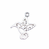 40pcs 19x17mm Antique Silver Color Cutout Hummingbird Charms For Jewelry Making EF3794