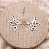 40pcs 19x17mm Antique Silver Color Cutout Hummingbird Charms For Jewelry Making EF3794