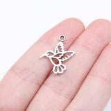 40pcs 19x17mm Antique Silver Color Cutout Hummingbird Charms For Jewelry Making EF3794