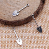 WYSIWYG 40pcs 19x5mm Tool Shovel Pendants For Jewelry Making Antique Silver Color Shovel Pendants Charm Small Shovel