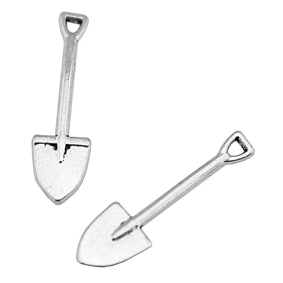 WYSIWYG 40pcs 19x5mm Tool Shovel Pendants For Jewelry Making Antique Silver Color Shovel Pendants Charm Small Shovel