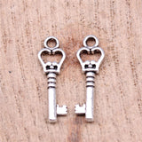 WYSIWYG 40pcs 19x6mm Key Charms For DIY Jewelry Making Antique Silver Color Zinc Alloy Charms Pendant Jewelry Findings
