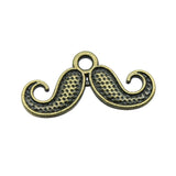 WYSIWYG 40pcs 20x10mm Moustache Beard Charms Pendants For Jewelry Making 2 Colors Antique Silver Plated Antique Bronze Plated