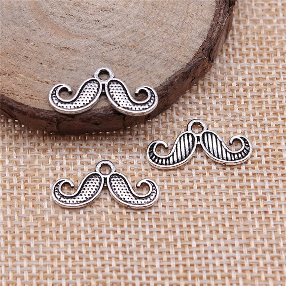 WYSIWYG 40pcs 20x10mm Moustache Beard Charms Pendants For Jewelry Making 2 Colors Antique Silver Plated Antique Bronze Plated