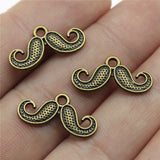 WYSIWYG 40pcs 20x10mm Moustache Beard Charms Pendants For Jewelry Making 2 Colors Antique Silver Plated Antique Bronze Plated