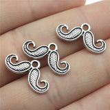 WYSIWYG 40pcs 20x10mm Moustache Beard Charms Pendants For Jewelry Making 2 Colors Antique Silver Plated Antique Bronze Plated