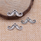WYSIWYG 40pcs 20x10mm Moustache Beard Charms Pendants For Jewelry Making 2 Colors Antique Silver Plated Antique Bronze Plated