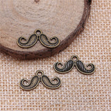 WYSIWYG 40pcs 20x10mm Moustache Beard Charms Pendants For Jewelry Making 2 Colors Antique Silver Plated Antique Bronze Plated