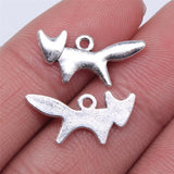 WYSIWYG 40pcs 20x10mm Pendant Little Fox Animal Fox Charm Pendants For Jewelry Making Antique Silver Color Fox Pendants