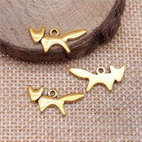 WYSIWYG 40pcs 20x10mm Pendant Little Fox Animal Fox Charm Pendants For Jewelry Making Antique Silver Color Fox Pendants