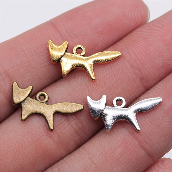 WYSIWYG 40pcs 20x10mm Pendant Little Fox Animal Fox Charm Pendants For Jewelry Making Antique Silver Color Fox Pendants