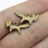 WYSIWYG 40pcs 20x10mm Pendant Little Fox Animal Fox Charm Pendants For Jewelry Making Antique Silver Color Fox Pendants