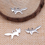WYSIWYG 40pcs 20x10mm Pendant Little Fox Animal Fox Charm Pendants For Jewelry Making Antique Silver Color Fox Pendants
