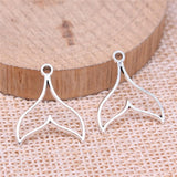 WYSIWYG 40pcs 20x17mm Hollow Whale Tail Charms For DIY Jewelry Making Antique Silver Color Zinc Alloy Charms Jewelry Findings