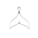 WYSIWYG 40pcs 20x17mm Hollow Whale Tail Charms For DIY Jewelry Making Antique Silver Color Zinc Alloy Charms Jewelry Findings