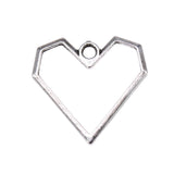WYSIWYG 40pcs 20x20mm Hollow Geometric Heart Charms Antique Silver Color For DIY Jewelry Making Zinc Alloy Charms