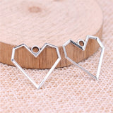 WYSIWYG 40pcs 20x20mm Hollow Geometric Heart Charms Antique Silver Color For DIY Jewelry Making Zinc Alloy Charms