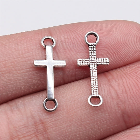 WYSIWYG 40pcs 20x8mm Antique Silver Color Cross Connector Charms For Jewelry Making DIY Jewelry Findings