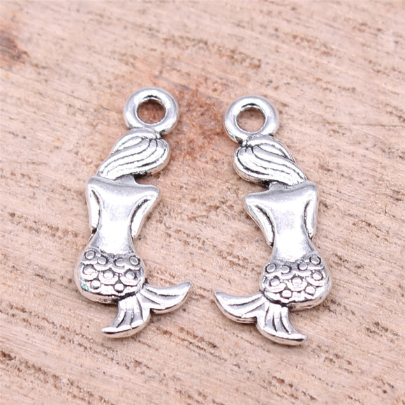 WYSIWYG 40pcs 21x10mm Charms Lovely Mermaid Fish Antique Making Pendant Fit Vintage DIY Handmade Jewelry EF3769