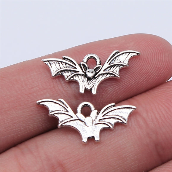 WYSIWYG 40pcs 21x9mm Antique Silver Color Antique Bronze Color Flying Bat Charms For Jewelry Making DIY Jewelry Findings