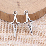 WYSIWYG 40pcs 23x10mm Antique Silver Color Openwork Star Charms For Jewelry Making