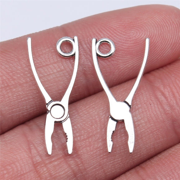 WYSIWYG 40pcs 23x12mm Tool Vise Pliers Charm Pendants For Jewelry Making Antique Silver Color Vise Pliers Pendants Charm Pliers