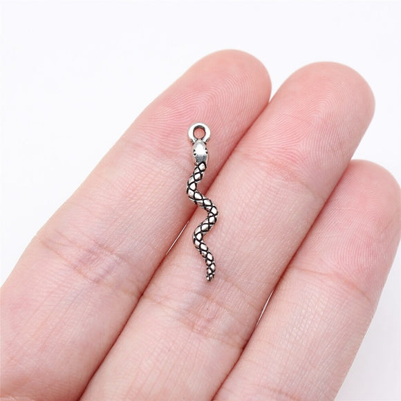 WYSIWYG 40pcs 23x4mm Antique Silver Color Snake Charms For Jewelry Making