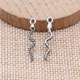 WYSIWYG 40pcs 23x4mm Antique Silver Color Snake Charms For Jewelry Making