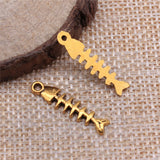 WYSIWYG 40pcs 23x5mm Charm Fish Bone 3 Colors Fish Bone Charms Small Fish Bone Pendant Charms For Jewelry Making