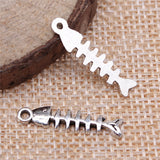 WYSIWYG 40pcs 23x5mm Charm Fish Bone 3 Colors Fish Bone Charms Small Fish Bone Pendant Charms For Jewelry Making