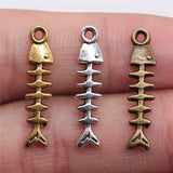 WYSIWYG 40pcs 23x5mm Charm Fish Bone 3 Colors Fish Bone Charms Small Fish Bone Pendant Charms For Jewelry Making