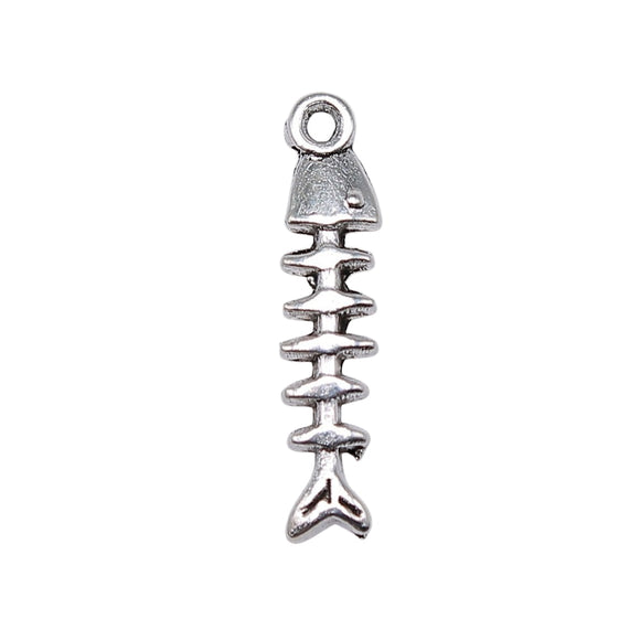 WYSIWYG 40pcs 23x5mm Charm Fish Bone 3 Colors Fish Bone Charms Small Fish Bone Pendant Charms For Jewelry Making
