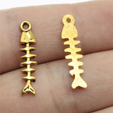 WYSIWYG 40pcs 23x5mm Charm Fish Bone 3 Colors Fish Bone Charms Small Fish Bone Pendant Charms For Jewelry Making