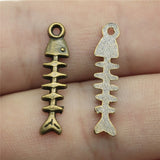 WYSIWYG 40pcs 23x5mm Charm Fish Bone 3 Colors Fish Bone Charms Small Fish Bone Pendant Charms For Jewelry Making