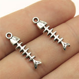 WYSIWYG 40pcs 23x5mm Charm Fish Bone 3 Colors Fish Bone Charms Small Fish Bone Pendant Charms For Jewelry Making