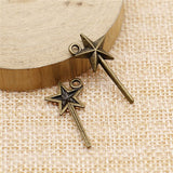 WYSIWYG 40pcs 25x13mm 2 Colors Antique Silver Color Antique Bronze Plated Wizard Stick Charm Fairy Stick Charm Magic Wand Charm