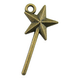 WYSIWYG 40pcs 25x13mm 2 Colors Antique Silver Color Antique Bronze Plated Wizard Stick Charm Fairy Stick Charm Magic Wand Charm