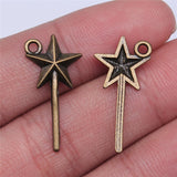 WYSIWYG 40pcs 25x13mm 2 Colors Antique Silver Color Antique Bronze Plated Wizard Stick Charm Fairy Stick Charm Magic Wand Charm