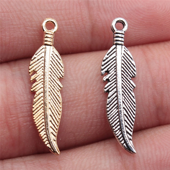 WYSIWYG 40pcs 25x6mm Feather Charms For Jewelry Making Mini Feather Charm Small Feather Charm For Jewelry Making