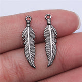 WYSIWYG 40pcs 25x6mm Feather Charms For Jewelry Making Mini Feather Charm Small Feather Charm For Jewelry Making