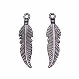 WYSIWYG 40pcs 25x6mm Feather Charms For Jewelry Making Mini Feather Charm Small Feather Charm For Jewelry Making