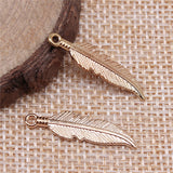 WYSIWYG 40pcs 25x6mm Feather Charms For Jewelry Making Mini Feather Charm Small Feather Charm For Jewelry Making