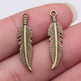 WYSIWYG 40pcs 25x6mm Feather Charms For Jewelry Making Mini Feather Charm Small Feather Charm For Jewelry Making