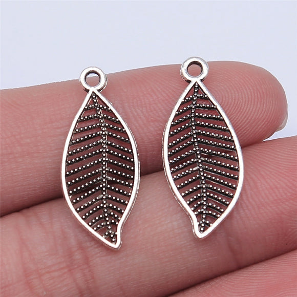 WYSIWYG 40pcs 27x11mm Antique Silver Color Leaves Charms Pendant For Jewelry Making DIY Jewelry Findings