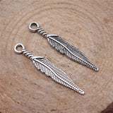 WYSIWYG 40pcs 28mm Antique Silver Color Antique Bronze Mini Feather Charm Leaf Charm For Jewelry Making
