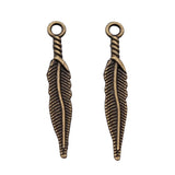 WYSIWYG 40pcs 28mm Antique Silver Color Antique Bronze Mini Feather Charm Leaf Charm For Jewelry Making