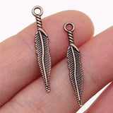 WYSIWYG 40pcs 28mm Antique Silver Color Antique Bronze Mini Feather Charm Leaf Charm For Jewelry Making